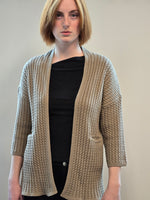 Textured knitting Cardigan with pockets and 3/4 sleeves