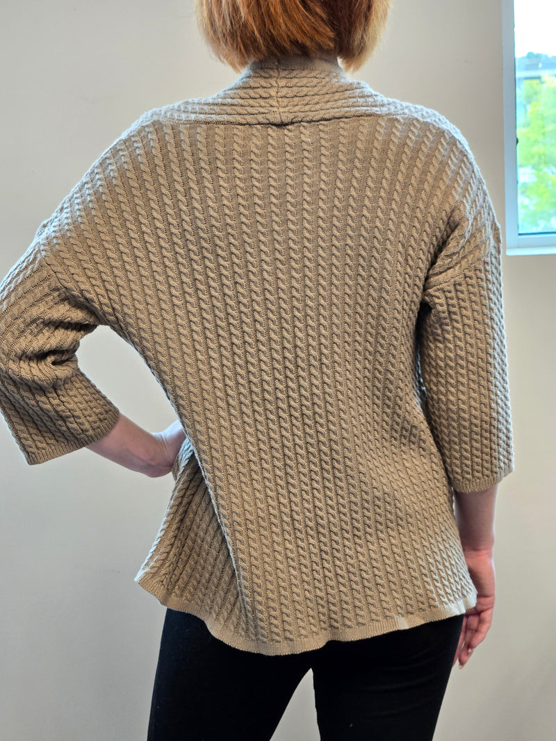 Textured knitting Cardigan with pockets and 3/4 sleeves