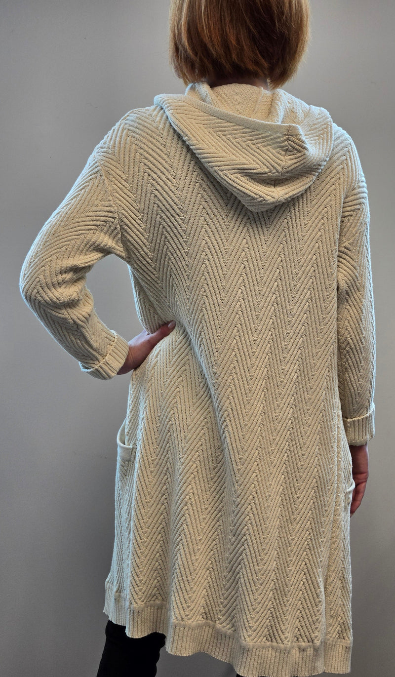 Harrionbone Long Sweater with hoody