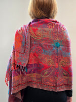 Brushed Boiled Wool Shawl with embroidery.