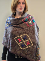 Brushed Boiled Wool Shawl with embroidery.