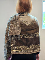 Brushed Boiled Wool Shawl with embroidery.