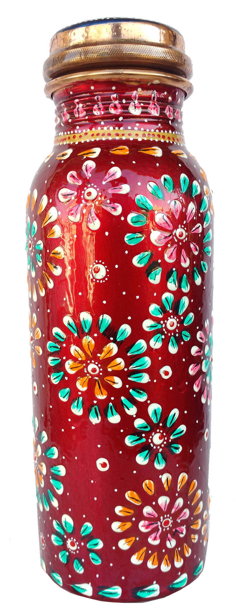 Copper Hand Painted Bottle 500 ml Red