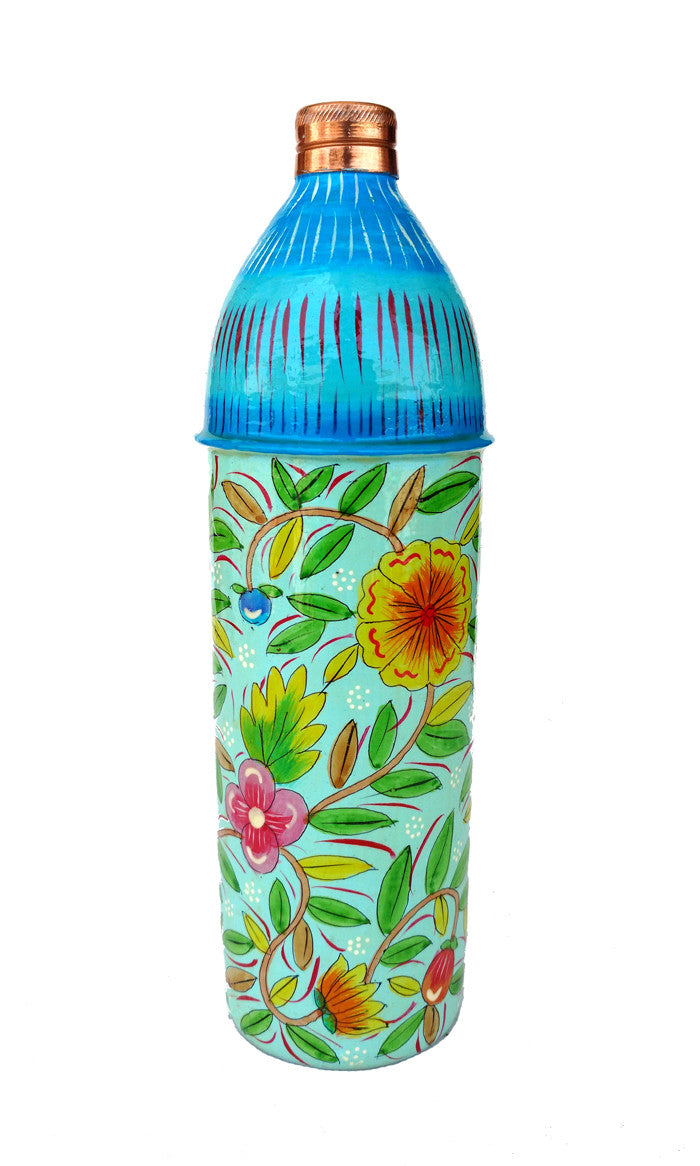 Copper Yellow Flower Hand Painted Water Bottle (750ml)