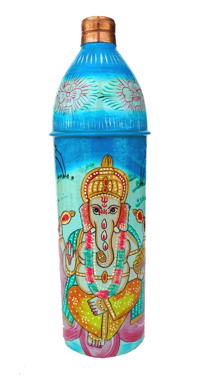 Copper Ganesh Hand Painted Water Bottle Hand Work (750 ML)