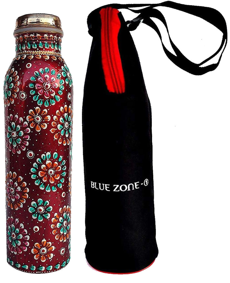 Copper Red Hand Painted Water Bottle 950 ML With Isolated Cover