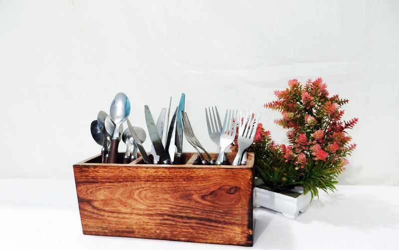 Handmade Mangowood Cutlery Holder