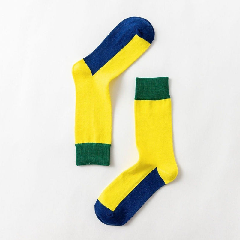 Pure Cotton Color Blocked Unisex Socks